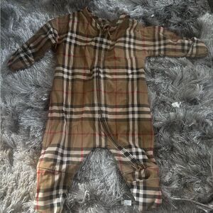 BURBERRY Baby nova Check Onesie logo bodysuit one piece striped romper unisex
